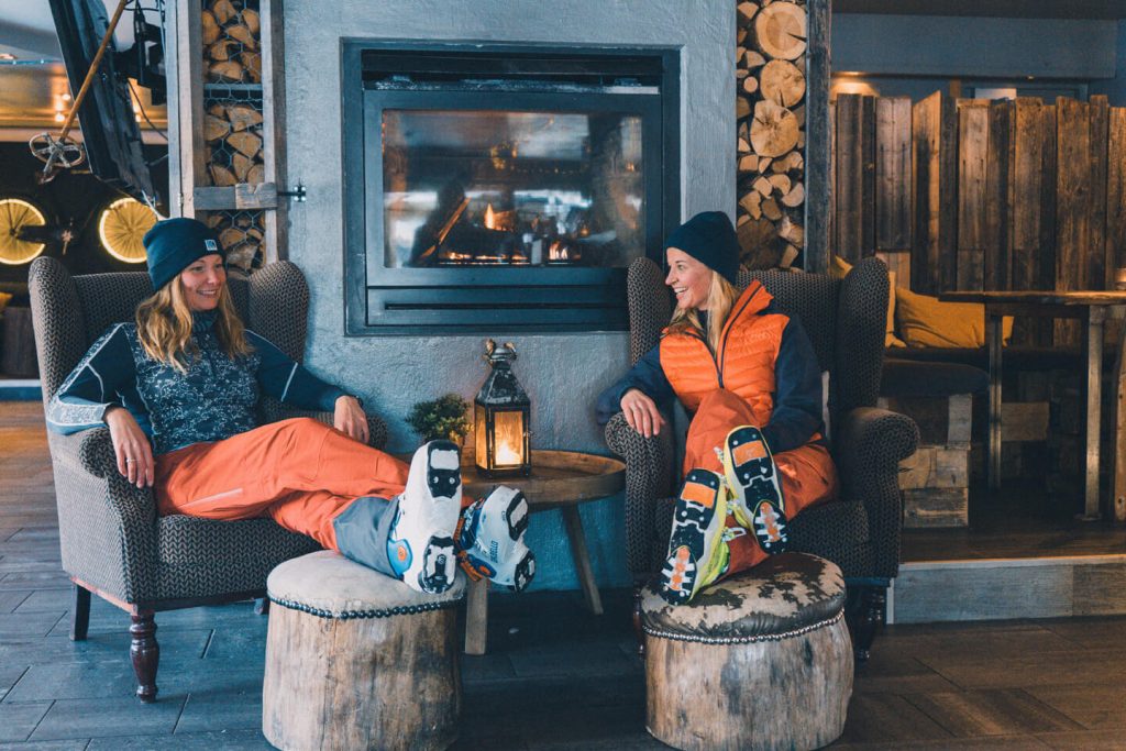 Girls enjoying hot cocoa